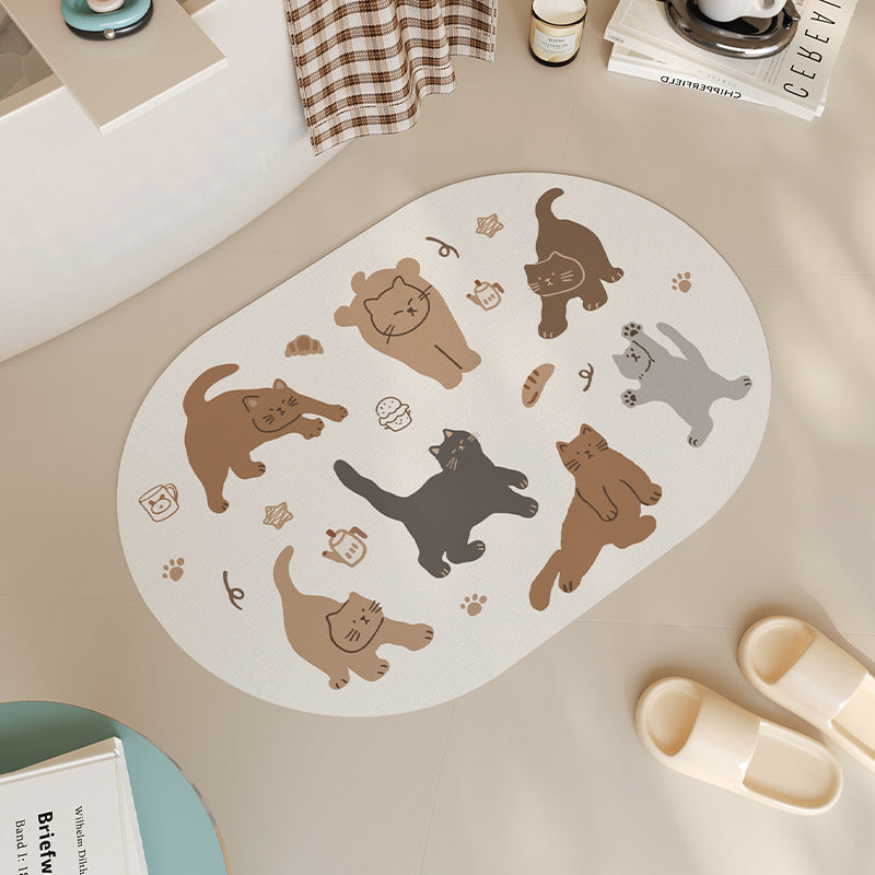 Cute Cat-Themed Bath Mat