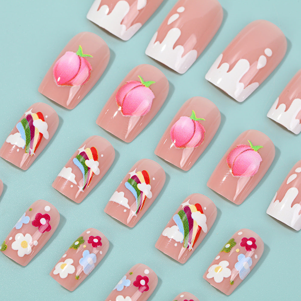 Artificial nails with cheerful flower designs Stornfield