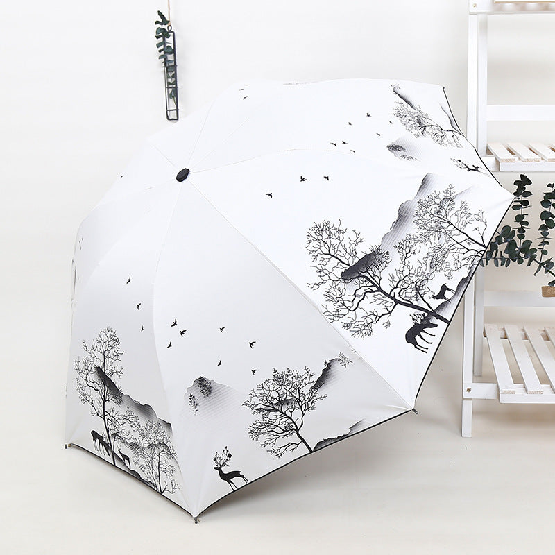 Ladies Foldable Umbrella with Artistic Nature Design Stornfield