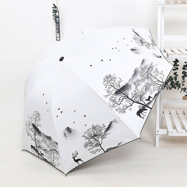 Ladies Foldable Umbrella with Artistic Nature Design Stornfield