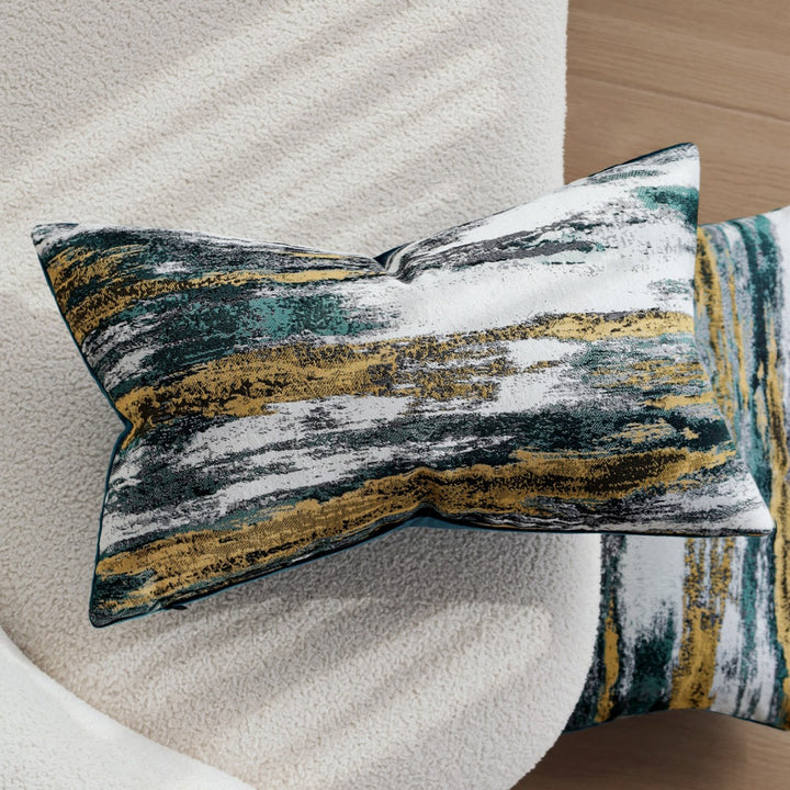 Decorative cushion cover with abstract brushstroke jacquard and concealed zipper Stornfield