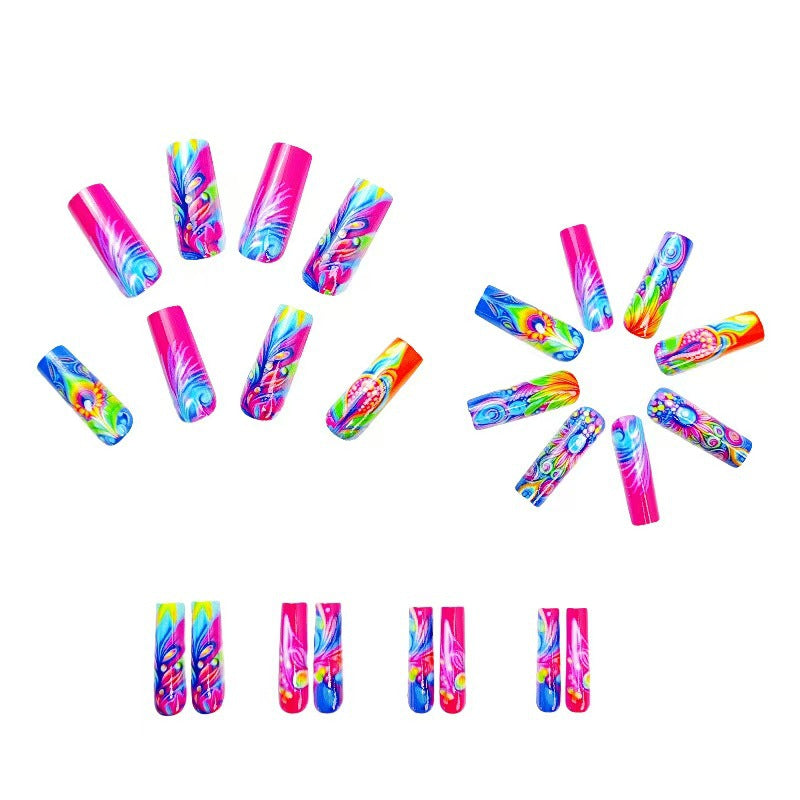 Artificial Nails In Creative and Colorful Flower Pattern Stornfield