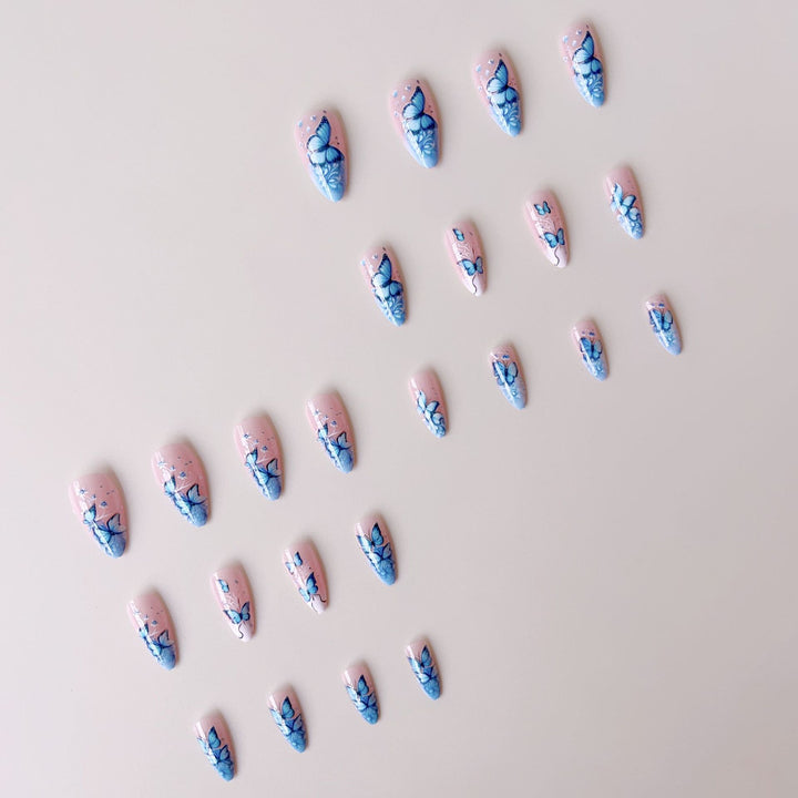 Art nail set with filigree butterfly and flower motifs Stornfield