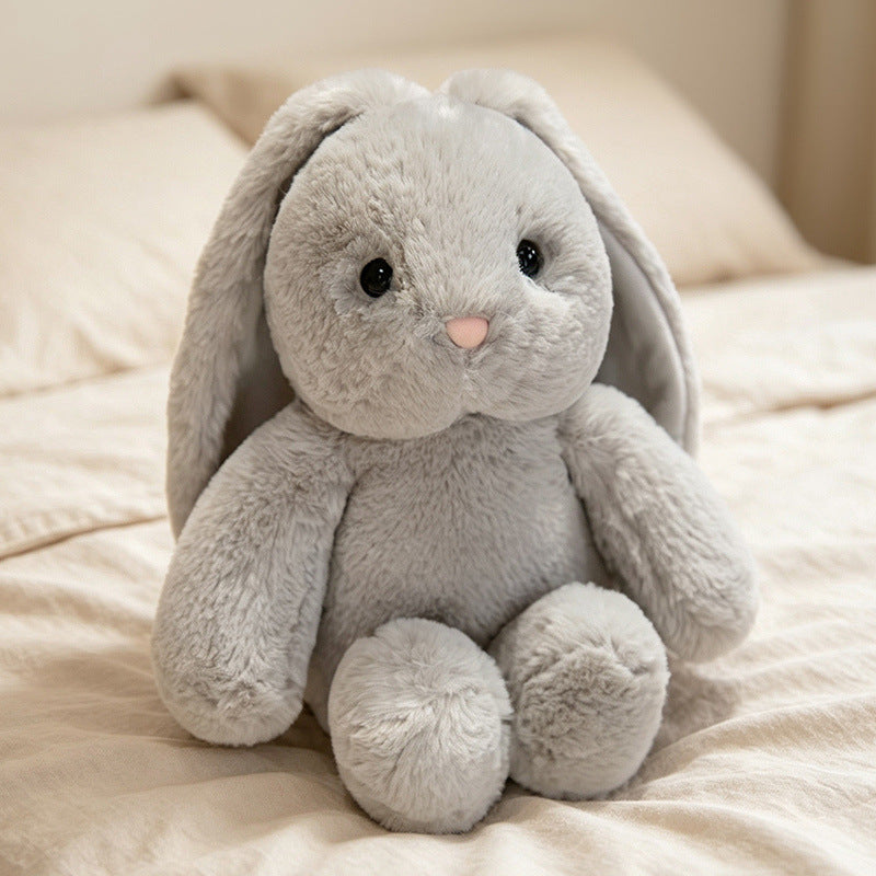 Plush Sitting Bunny Comforter Toy with Dropped Ears Ultra-Soft Faux-Fur and Bean-Fill Base Stornfield