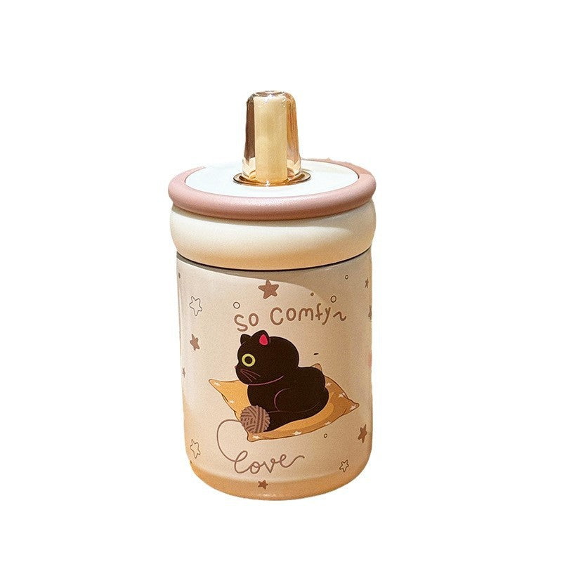 Women's Insulated Drinking Cup with Secure Flip Lid and Cute Cat Design Stornfield