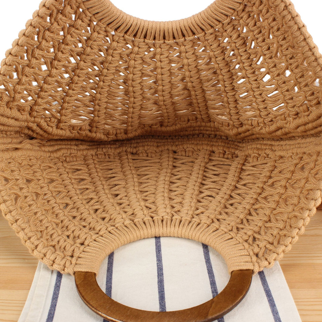 Macramé Handbag with Wooden Handles Stornfield