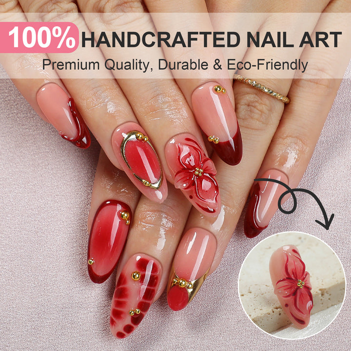Nail art set with floral and luxurious accents Stornfield