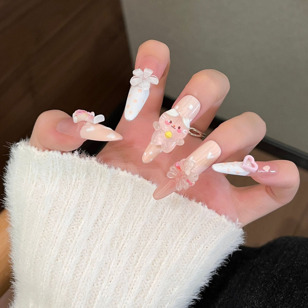 Whimsical 3D Character-Themed Press-On Nail Set Stornfield