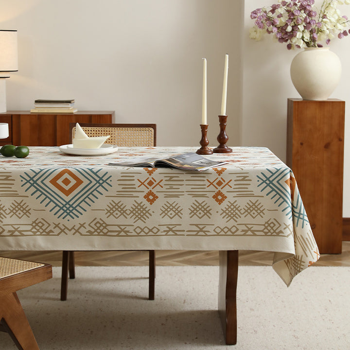 Rectangular tablecloth in Boho pattern with linen look Stornfield