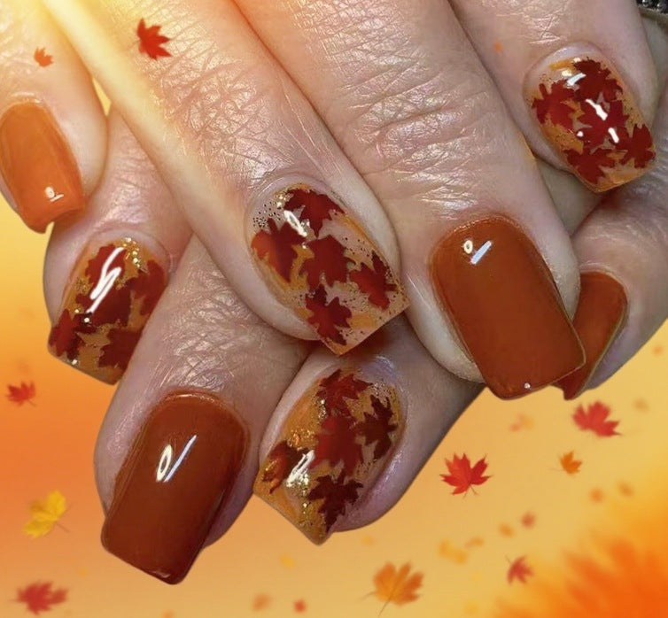 Autumn Leaf Nail Art Enhancements Stornfield