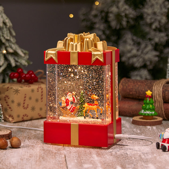 Illuminated Christmas lantern with snow and Christmas motif Stornfield