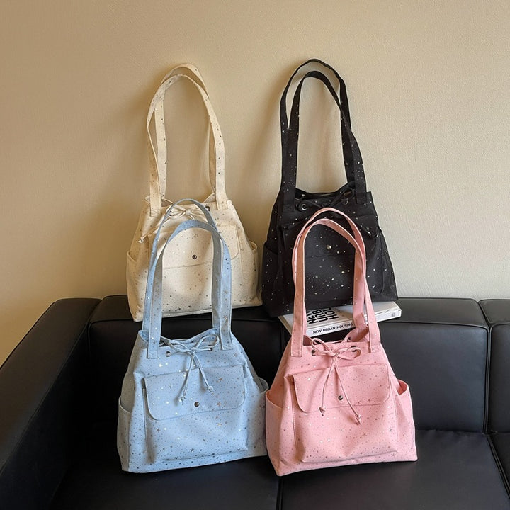 Versatile Casual Tote Bag with Star Print