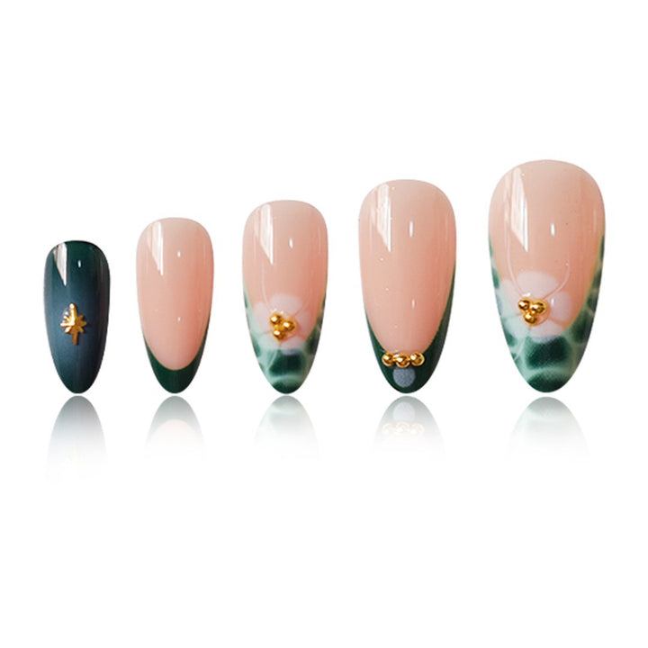 Elegant Abstract Floral Press-On Nail Extensions Stornfield