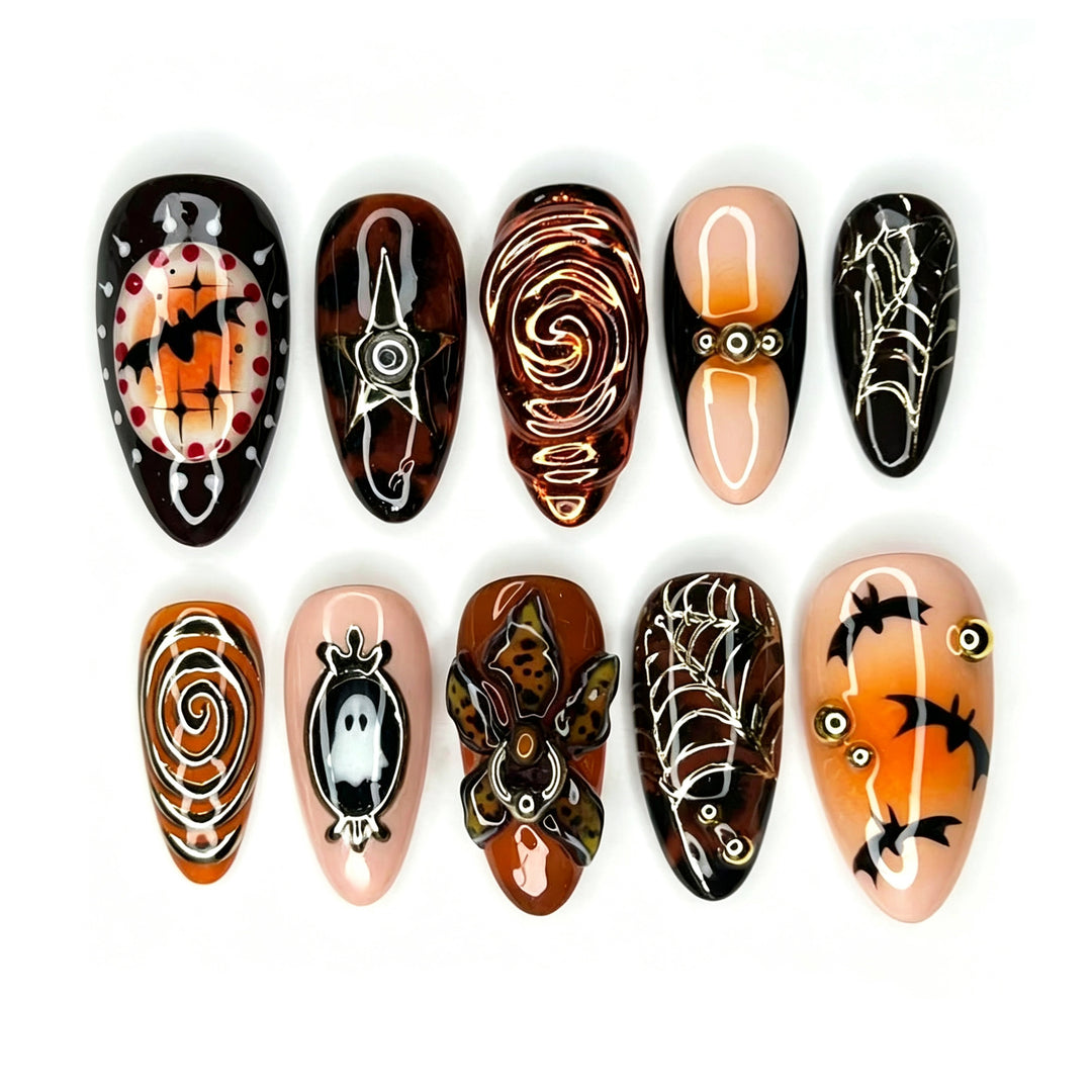 Halloween-Themed Press-On Nail Art Set 1790636496