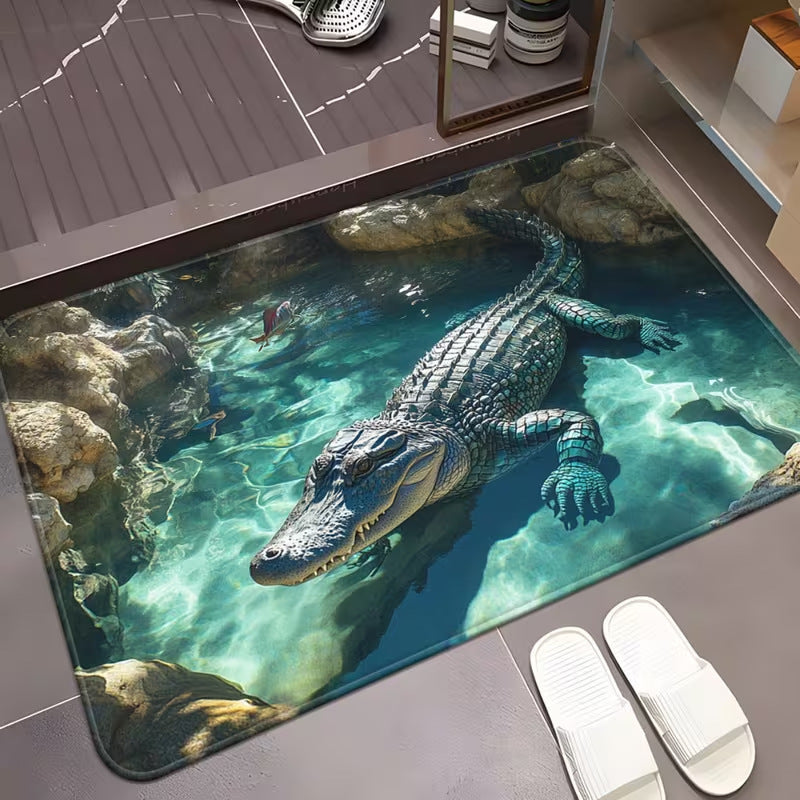 Cartoon Alligator-Themed Area Rug