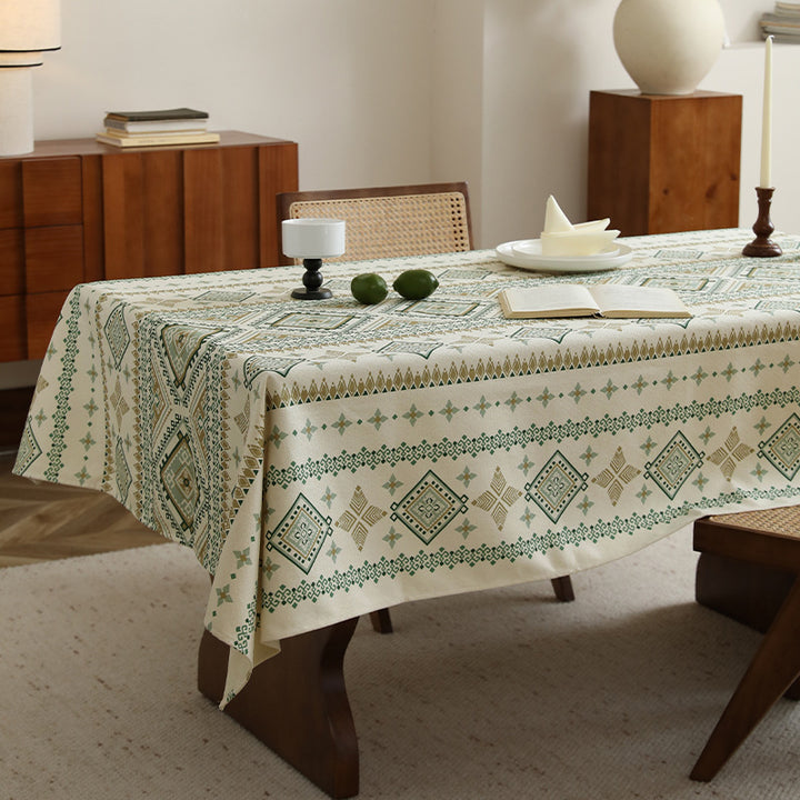 Rectangular tablecloth in Boho pattern with linen look Stornfield