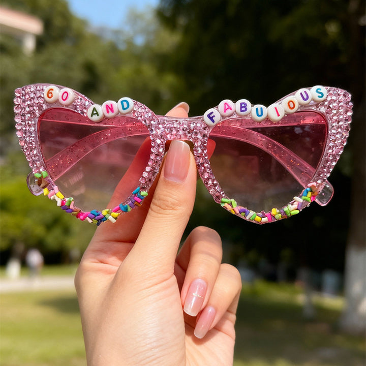 Decorative Cat-Eye Sunglasses with Rhinestones Stornfield