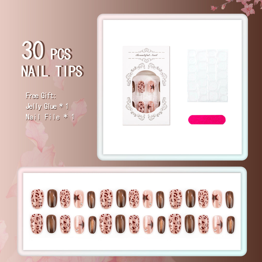 Artistic Leopard Print and Shimmer Press-On Nail Set