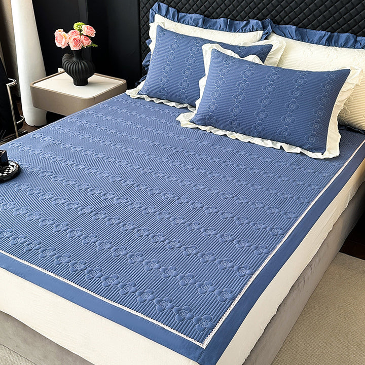 Quilted Microfiber Bedspread Set with Ruffled Pillow