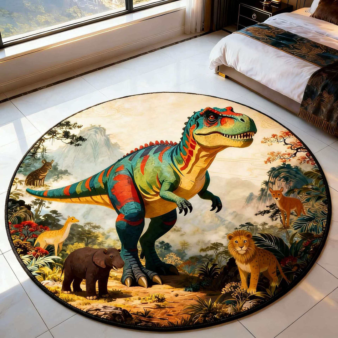 Artistic Tiger-Themed Round Area Rug