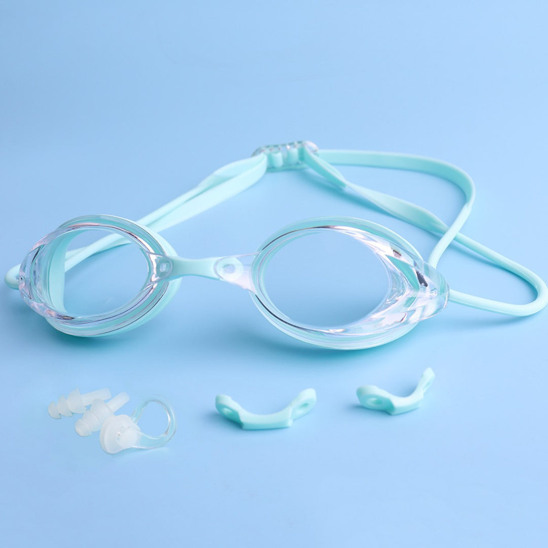 Swimming goggles with adjustable head strap and comfort nose piece Stornfield