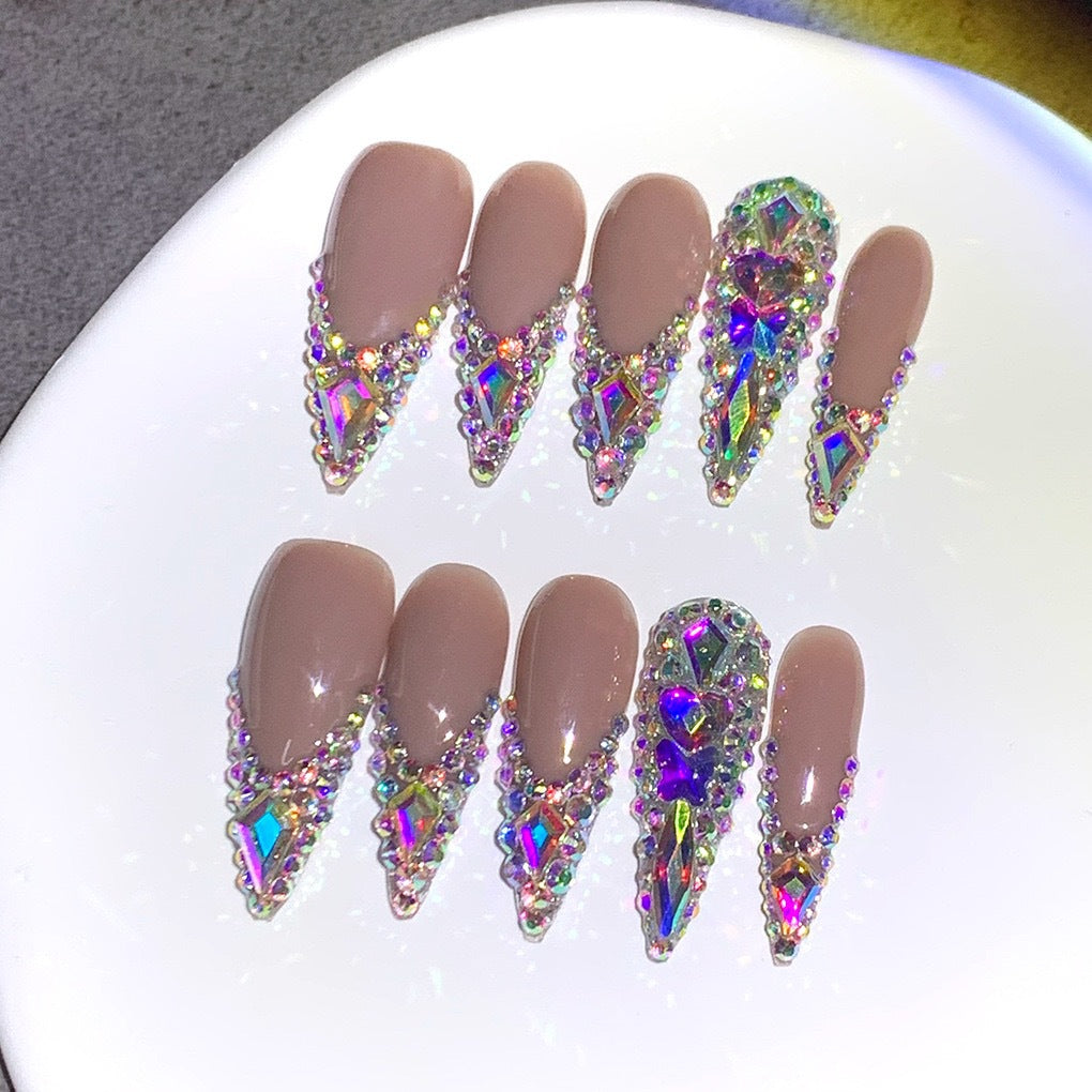 Glamorous Rhinestone-Embellished Stiletto Nail Art Extensions Stornfield