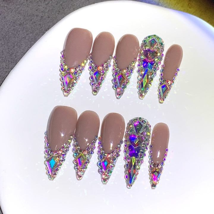 Glamorous Rhinestone-Embellished Stiletto Nail Art Extensions Stornfield