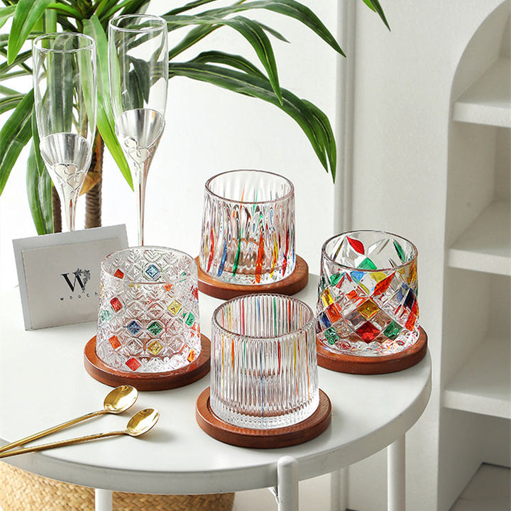 Rotating Multi Color Stained Whiskey Glass With Gift Box | Stornfield
