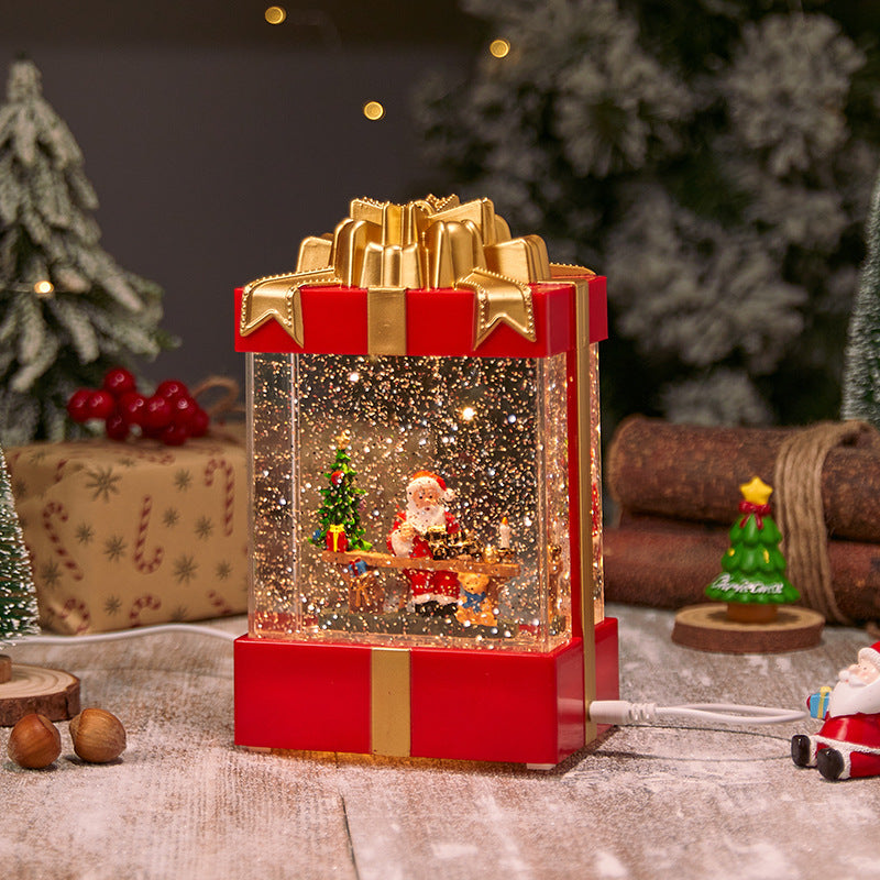 Illuminated Christmas lantern with snow and Christmas motif Stornfield