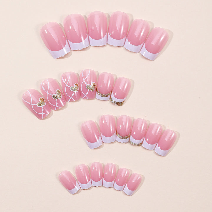 Elegant Heart-Themed Acrylic Nail Art Stornfield