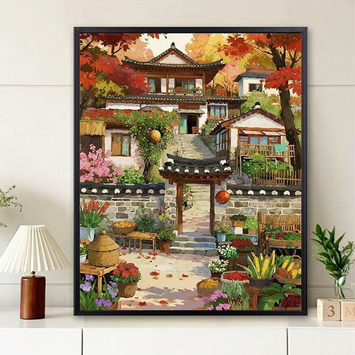 Scenic Village Landscape Art Print Stornfield