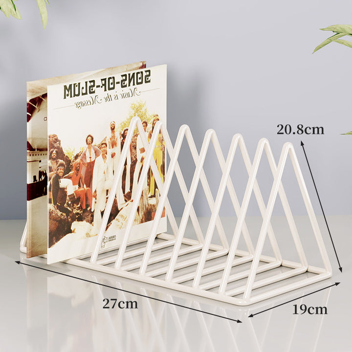 Triangular Metal Wire Record & Book Organizer Rack