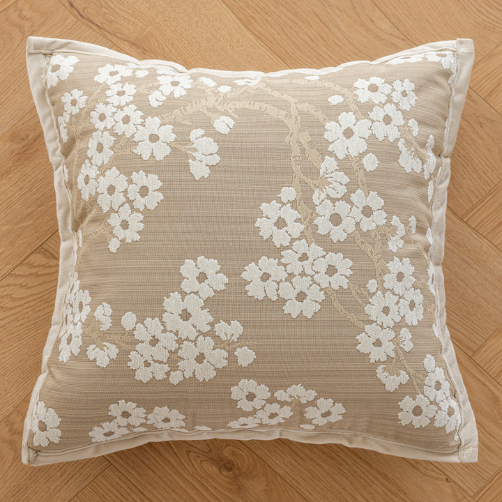 Fluffy decorative pillow with floral pattern