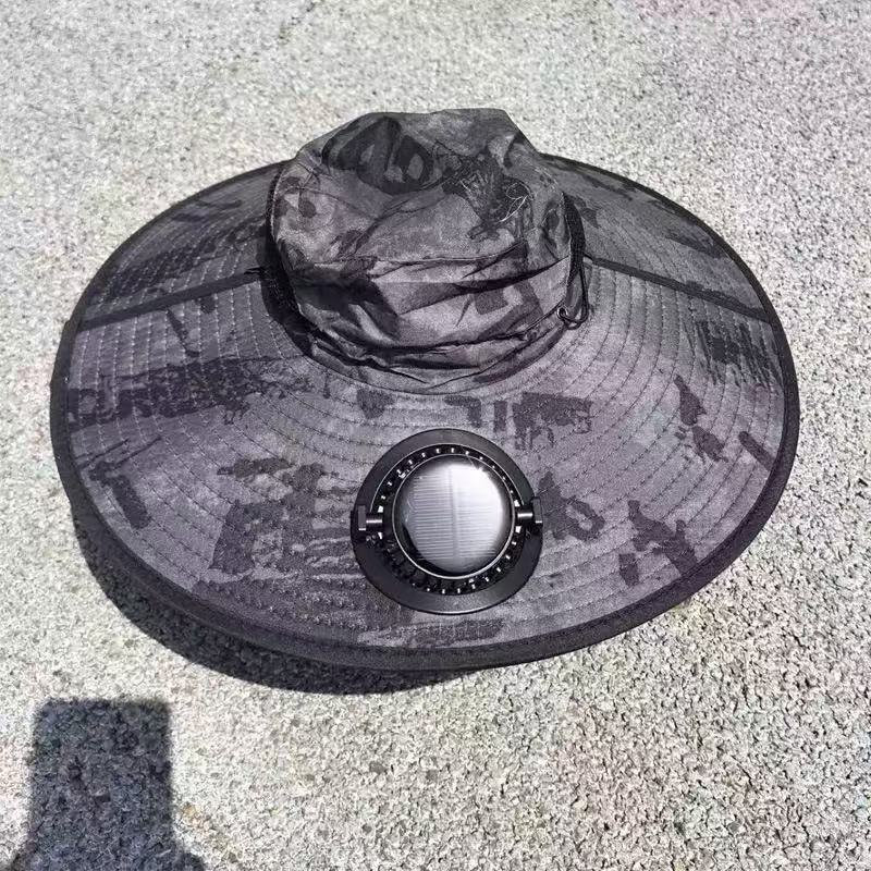 Ventilated outdoor fishing hat with two rechargeable fans, waterproof material and adjustable chin strap Stornfield