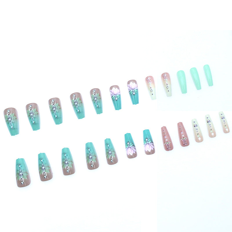 Elegant Floral Gemstone Nail Art Stornfield