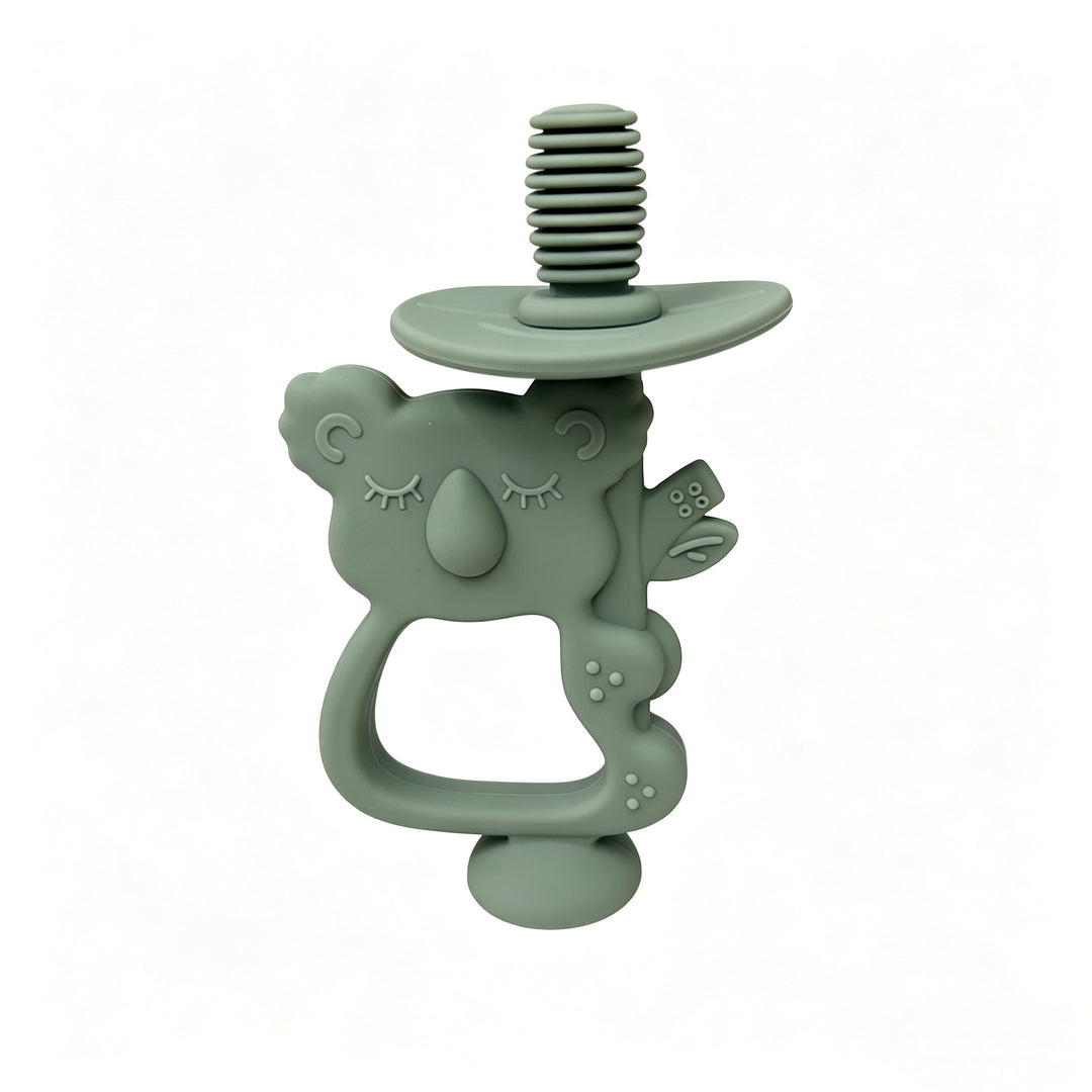 Silicone Koala Teether Pacifier with Ergonomic Handle and Safety Screw Attachment