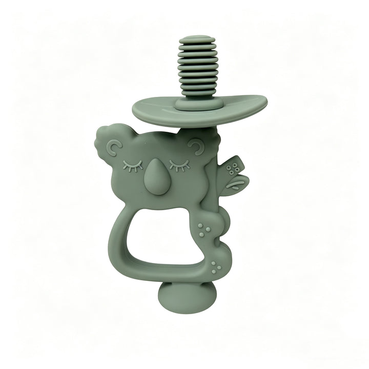 Silicone Koala Teether Pacifier with Ergonomic Handle and Safety Screw Attachment