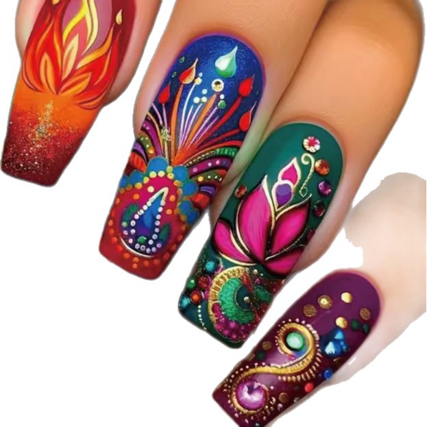 Artistic Floral Nail Art Enhancements Stornfield