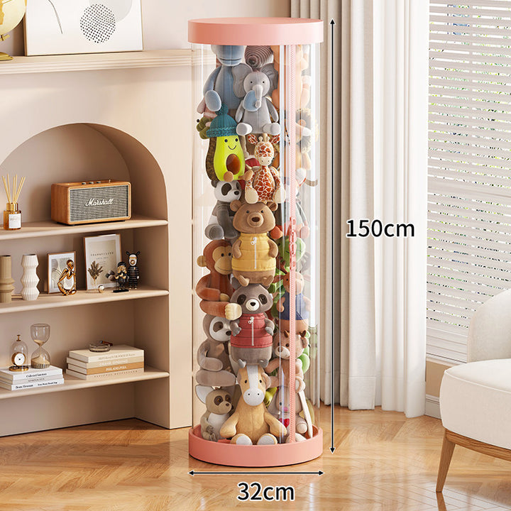 Tall Transparent Cylindrical Plush Toy Display & Storage Tower