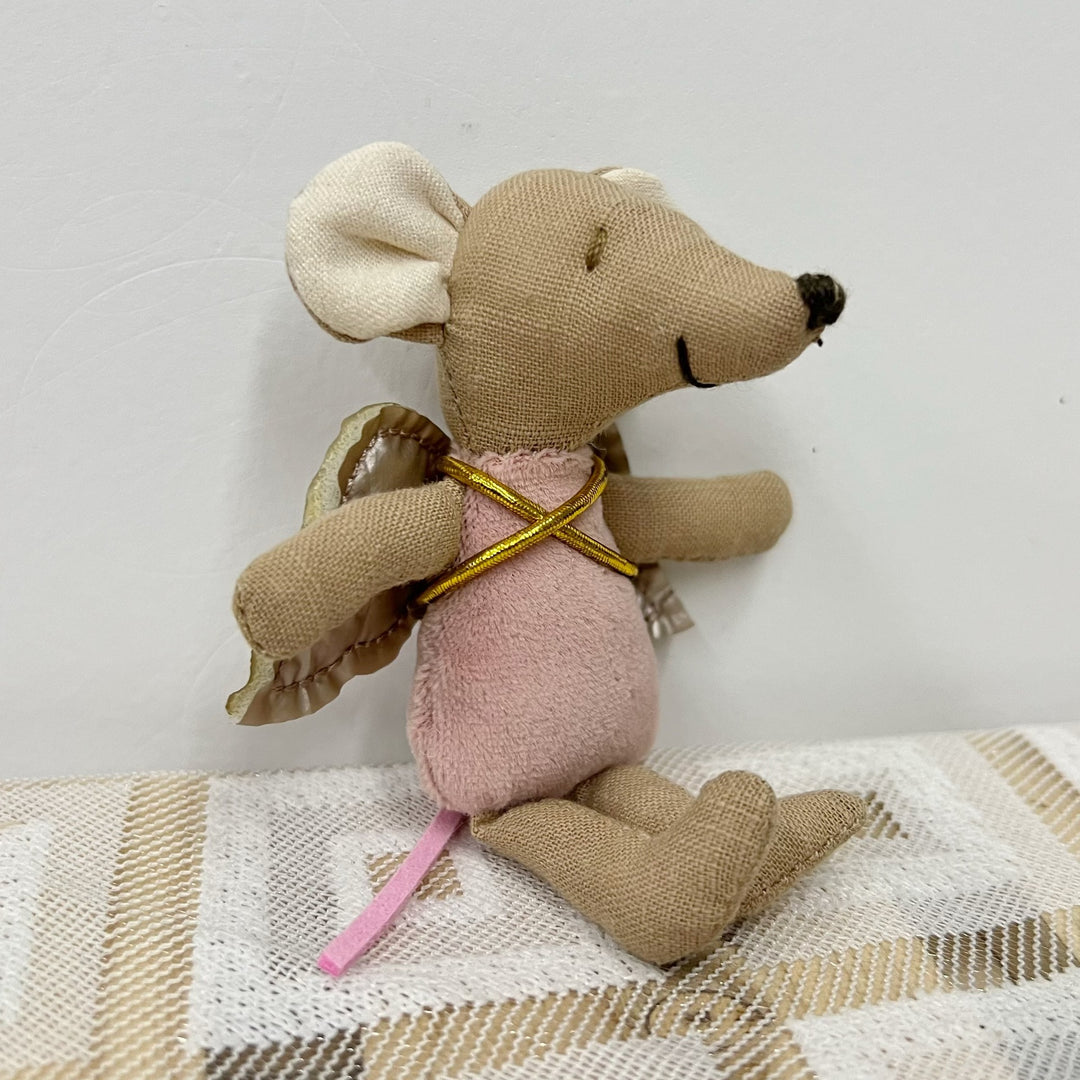 Handcrafted Cotton Plush Mouse Doll with Crocheted Dress
