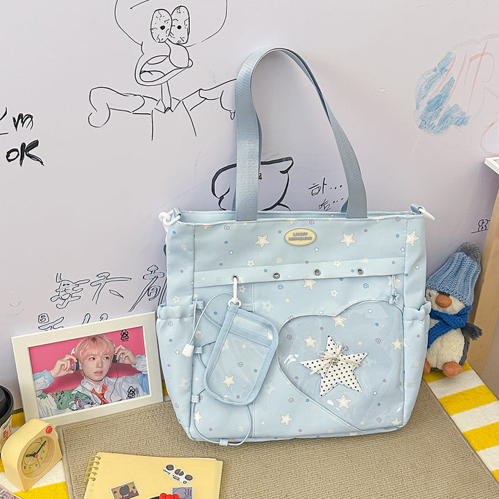 Stylish Multi-Pocket Star-Appliqué Backpack Stornfield