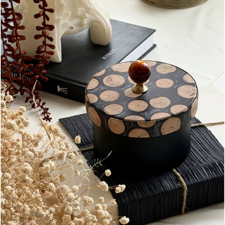 Decorative Storage Container with Organic Wooden Lid