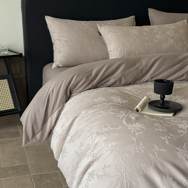 Jacquard Floral Duvet Cover Set with Reversible Sateen Backing