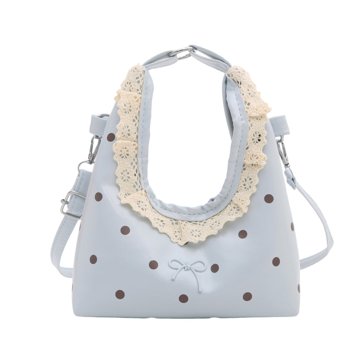 Decorative Lace-Trimmed Polka Dot Handbag