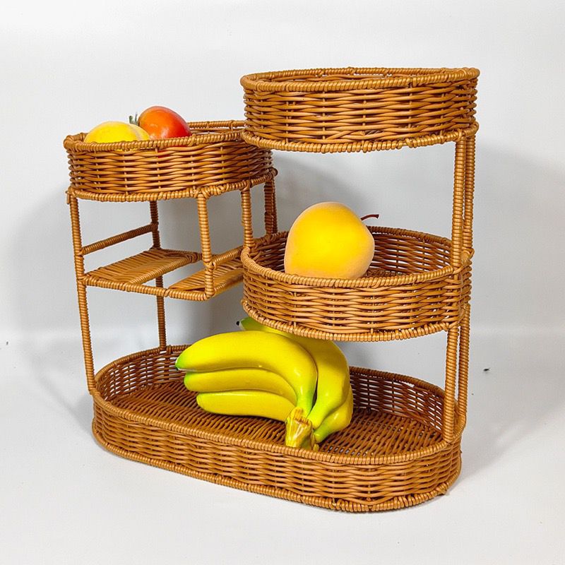 Unisex Rattan Shelf with Three Levels Stornfield