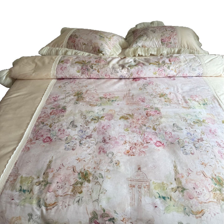 Luxury Ruffled Floral Cotton Duvet Cover Set