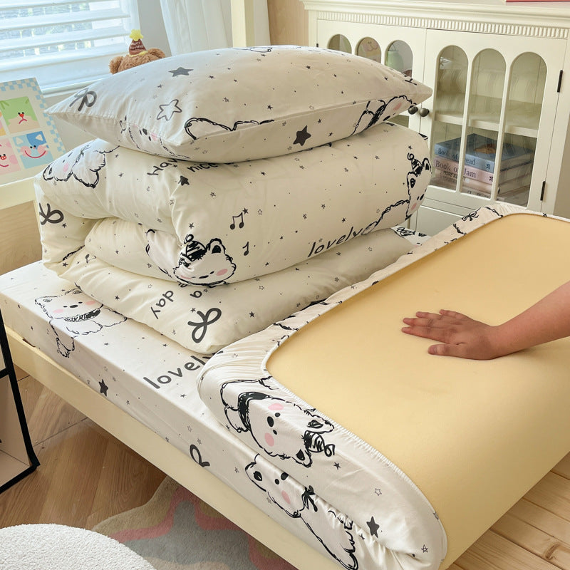 Floral Cotton Sateen Bedding Set with Quilted Duvet Pillow and Memory Foam Topper