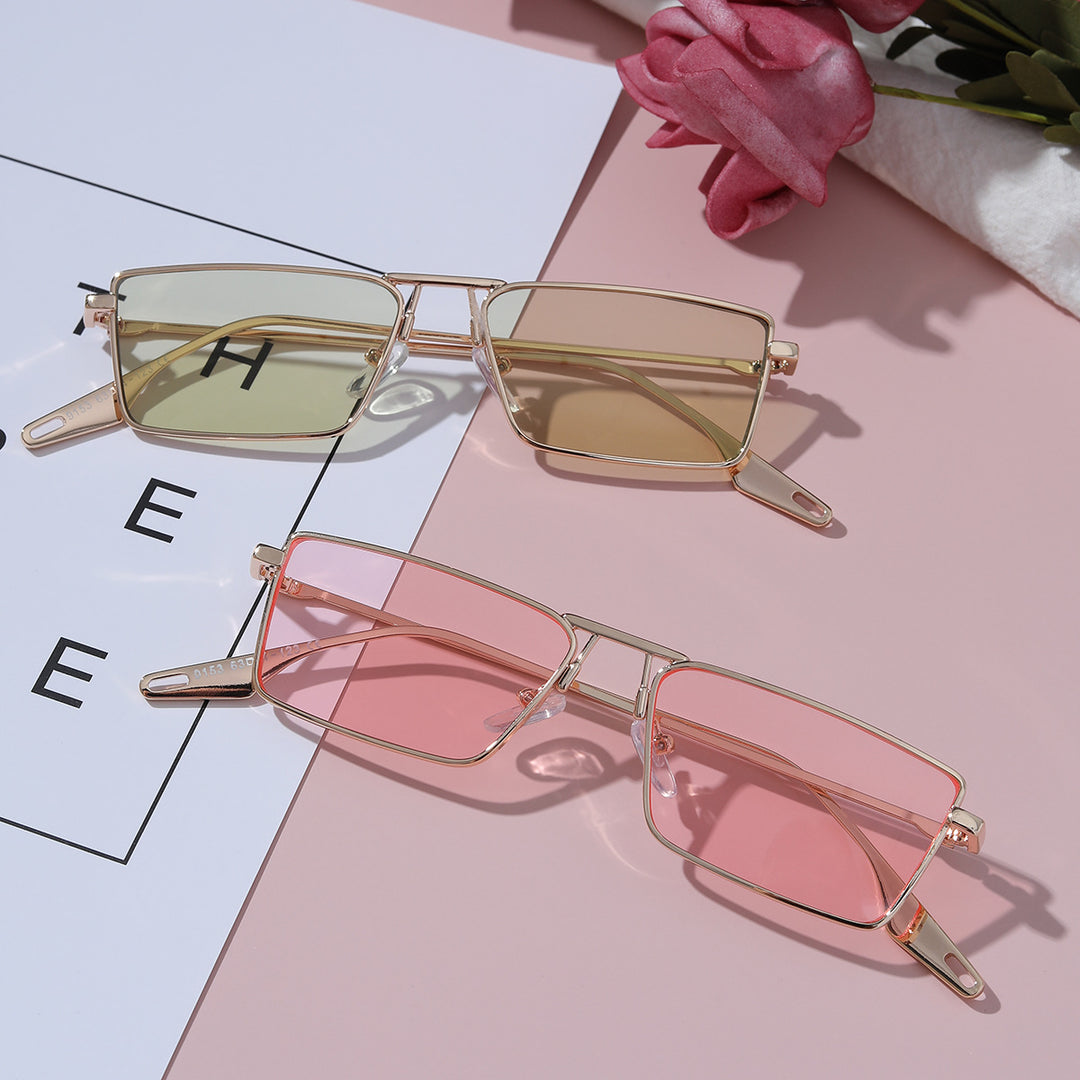 Women's elegant square sunglasses with narrow metal frame and UV protection Stornfield