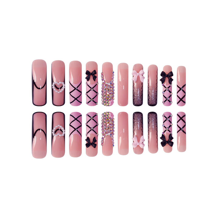 Luxury Nail Art Set with Rhinestone and Bow Accents Stornfield