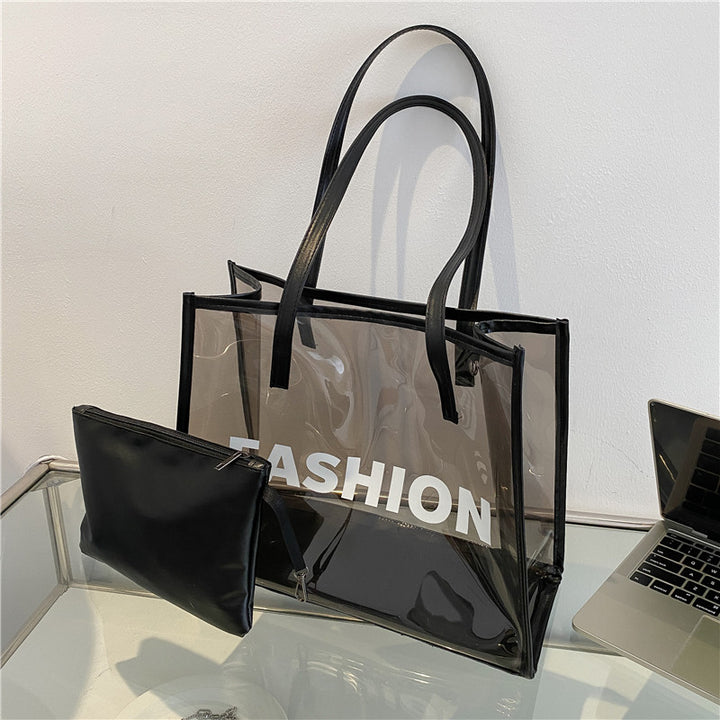 Modern Transparent Tote Bag with Pouch